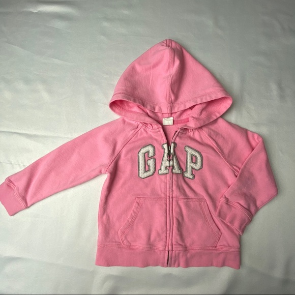 BabyGap Toddler Girls Pink Zip-up Logo Hoodie Size 2 - Picture 6 of 6